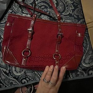 Gorgeous canvas red coach tote